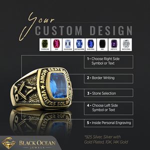 แหวนเมสัน BOJ รุ่น 006 แบบกำหนดเองได้ สำหรับทั้งชายและหญิง แหวนตราประทับฟรีเมสันส่วนบุคคล แหวนตราประทับมาสเตอร์เมสันเท็กซัส สไตล์ฮิปฮอป สีเงิน ราคาประหยัด - Product Image 3