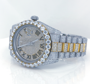 Reloj de Dos Tonos de Oro con Diamantes Moissanite VVS de Alta Calidad, Estilo Hip Hop, Listo para Enviar, para Hombre, Venta al Por Mayor de Gran Fabricante - Product Image 3