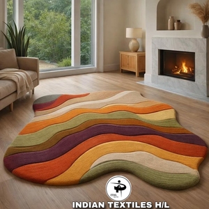 Alfombras de Lana Hechas a Mano con Diseño Vintage a Precio de Mayoreo, Alfombra Hecha a Mano para Sala de Estar, Textiles Indios H/L - Product Image 1