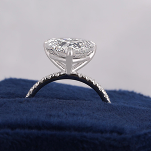 Heart Cut Diamond Engagement Ring White Gold Prong Setting Pave Band Romantic Women's Fine Jewelry - Product Image 3