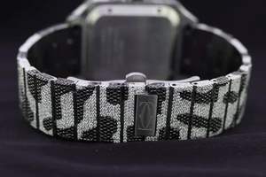 Montre de luxe en quartz avec diamants Moissanite VVS, unisexe, en acier inoxydable, verre 5 mm, entièrement blanche, personnalisable, style Venom, noir et blanc - Product Image 3