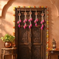 Décoration murale artisanale en MDF avec perles de lotus roses, motif floral traditionnel, pour mariage, décoration de la maison, Diwali, Ramadan, Rajasthan