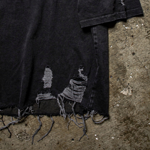 Plus Size Distressed Black Tee Shirt Men Drop Shoulder Tee Shirts Men's Distress Washed T-Shirts Mens Summer Distress Black Tee - Product Image 5