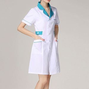 Robe d'uniforme infirmière professionnelle en coton tissé pour femmes, tenue médicale et de soins de santé, uniforme d'infirmière en tissu de coton - Product Image 2