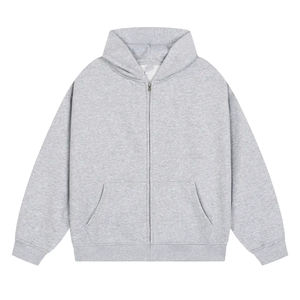 Sweat-shirt à capuche zippé pour homme, coupe oversize et carrée, épais, en molleton polaire personnalisé avec couche d'air 500 g/m², effet délavé, épaules tombantes - Product Image 5