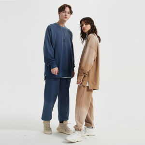 Ensemble sweat à capuche et pantalon de jogging évasé en molleton bouclette DTG délavé à l'acide, avec impression en relief et effet soleil délavé, pour homme - Product Image 6