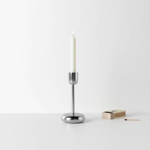 Wholesale Modern Polished <b>Silver</b> Metal Taper <b>Candlestick</b> Holder Sleek Pebble Base Table Centerpiece Wedding Home Decor - Product Image 2