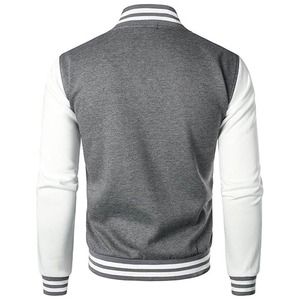 Veste de baseball grise pour homme avec manches blanches, col rabattu, style décontracté, coupe régulière, idéale pour l'automne - Product Image 3