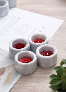 Porte-bougies en marbre naturel pour bougies chauffe-plat, décoration de centre de table, réceptions de mariage, fêtes du thé, anniversaires - Product Image 3