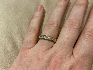 East West Princess Cut Diamond Half Eternity Band Ring Lab Grown With 14k Solid Gold Fine Engagement Wedding Romantic <b>Gift</b> <b>Her</b> - Product Image 5