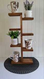 Wooden Mug <b>Tree</b> <b>Stand</b> Vertical Post Circular Base Holds Ceramic Mugs Elegant Kitchen Organizer Stylish Functional Modern - Product Image 5