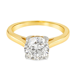 Anillo Solitario Clásico y Moderno de Oro Amarillo de 14K con Baño de Rodio, con Diamante de Laboratorio de 2 Quilates, Corte Redondo, Claridad VVS, de RB GEMS - Product Image 3