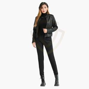 Chaquetas de Cuero Genuino de Marca para Mujer, Venta de Fábrica Personalizadas, Transpirables, con Bolsillos Decorativos - Product Image 4