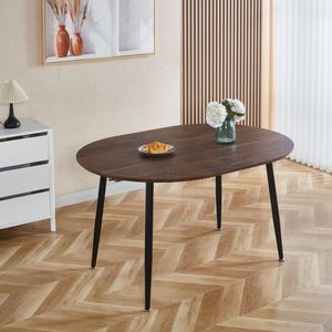 DINING <b>TABLE</b> with <b>Extensible</b> 100/140/180x100x75cm Top Black Metal <b>Leg</b> Walnut Color <b>for</b> Office or Coffee Use - Product Image 4