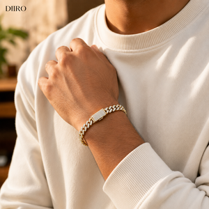 10K Vermeil Yellow <b>Gold</b> Cuban Chain Round Diamond Bracelets Moissanite Micro Insert Luxury Every Day Wear - Product Image 4