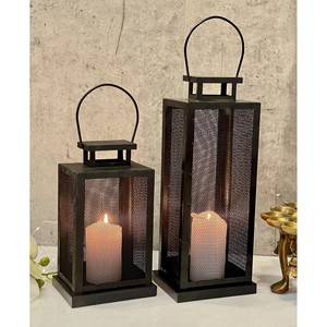 Faroles Rústicos de Madera de Teca Reciclada con Bandas de Hierro - Decorativos al por Mayor - Product Image 5