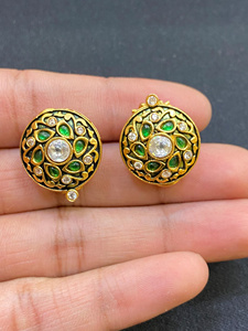 Pendientes de Bola de Esmeralda Vintage RAY FINE ORNATES, Certificados por IGI, Chapados en Oro de 1m, Estilo Victoriano Tradicional Indio para Aniversario - Product Image 2
