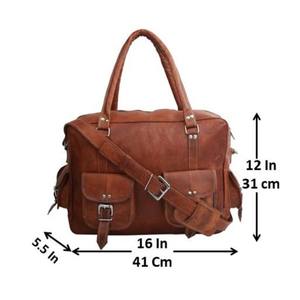 Sac polochon vintage en cuir de chèvre véritable sac polochon de voyage vintage en cuir pleine fleur sac week-end unisexe en cuir véritable de créateur - Product Image 2