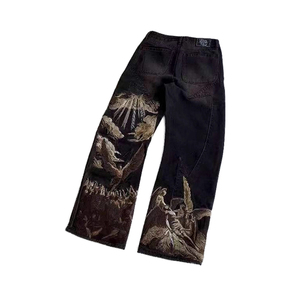 Pantalones Vaqueros Cargo Personalizados de Moda, con Múltiples Bolsillos, Rotos, Ajustados, Casuales, Lavados, Rectos, Holgados, para Hombre - Product Image 1