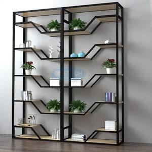 Étagère industrielle moderne en métal avec étagères en bois, grand présentoir ouvert pour le rangement, idéal pour le salon, le bureau, la décoration intérieure de la maison - Product Image 5