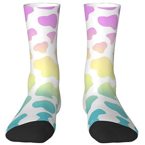Chaussettes de sublimation style décontracté blanches avec accents roses, jaunes, verts et bleus – Vente en gros de chaussettes mi-mollet en laine/acrylique pour hommes – Qualité supérieure - Product Image 6