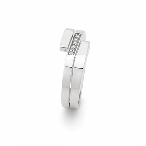 Anillo Abierto de Plata de Ley 925 para Mujer con Diamantes, Pulido Brillante, Diseño Geométrico Minimalista, Banda Ajustable, para Bodas, Fiestas y Uso Diario - Product Image 4