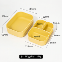 Boîte à lunch en silicone de qualité alimentaire réutilisable et portable personnalisée, boîte bento pour enfants, 3 compartiments, micro-ondable, pliable, emballage alimentaire