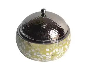 Modern Silver Sphere Casserole Premium Food Warmers Stainless Steel <b>Buffet</b> <b>Server</b> with Gold Arched Architectural Base - Product Image 2