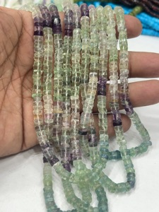 Cuentas de Piedras Preciosas de Alta Calidad para la Elaboración de Joyería, 17 Pulgadas, Fluorita Natural Multicolor, Forma de Neumático Heishi Lisa, Tamaño 6-7 mm - Product Image 4