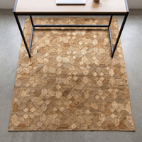 Textured Handwoven Beige Brown Modern Anti-Slip Thick Rug Natural Abstract Geometric Pattern Flatweave Area Carpet for Living