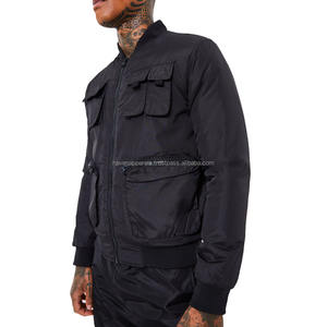 Streetwear OEM personnalisé blouson d'aviateur pour hommes tissu de nylon noir multi-poches Cargo surdimensionné veste de plein air à la mode pour hommes - Product Image 4