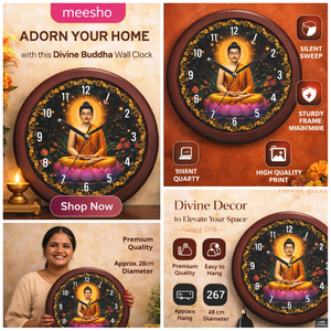 Horloge murale spirituelle Gautam Bouddha avec impression personnalisée - Décoration moderne pour la maison, cadeau pour la fête des mères et la remise des diplômes - Product Image 3