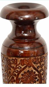Jarrón Redondo de Madera Art Deco Hecho a Mano con Incrustaciones Doradas, Recipiente Decorativo para Flores de Color Marrón para Decoración del Hogar, 4"-6" de Diámetro - Product Image 6