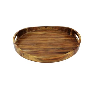 Bandeja Moderna de Madera de Acacia Ecológica para Servir Alimentos con Asas Integradas, Vajilla Multifuncional para Bodas - Product Image 3