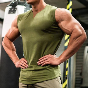 Débardeur de musculation pour homme, sans manches, couleur unie, léger, col en V discret, idéal pour la course et l'entraînement, respirant - Product Image 5
