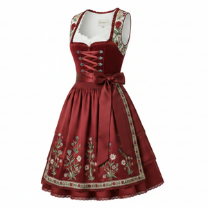 Vestido Dirndl Personalizado para Mujer, Tela Transpirable, Bordado Alemán, Largo hasta la Rodilla, Sin Mangas, Traje Tradicional para Fiestas - Product Image 4
