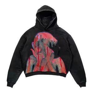 Sudadera con Capucha Personalizada al por Mayor, Diseño Retro Americano con Estampado de Calavera, 100% Algodón, Cortavientos, para Hombre, con Bolsillos, Diseño ODM para Parejas - Product Image 3
