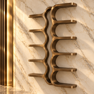 Estante de Pared Escultural de Bronce |    Expositor Geométrico Entrelazado de Múltiples Niveles, Almacenamiento Decorativo, Acento Interior Moderno y de Lujo - Product Image 3
