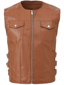 Chaleco Punk de Poliéster para Hombre, Estilo Casual, para Motociclista, Color Sólido, Sin Mangas, de Secado Rápido, para Invierno, para Actividades al Aire Libre - Product Image 2