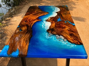 Premium Handmade Hardwood River <b>Table</b> <b>Epoxy</b> Resin Live Edge Dining <b>Table</b> Modern Wooden Furniture for Luxury Homes Hotels - Product Image 3