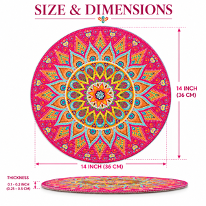 Manteles Individuales Redondos con Estampado Mandala Bohemio, Diseño Geométrico Vibrante para Uso Doméstico, Lavables - Product Image 3