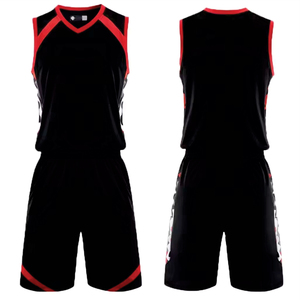Uniforme de Baloncesto Negro para Hombre con Ribete Rojo y Logotipo Lateral Blanco, Ropa Deportiva para Todas las Temporadas - Product Image 6