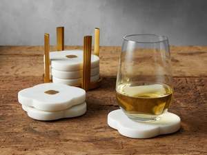 Ensemble de sous-verres en marbre classique de luxe, finition polie haute brillance, respectueux de l'environnement, adapté aux cadeaux spéciaux, décoration de la maison, présentoirs - Product Image 2