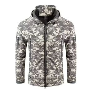 <b>Men's</b> Tactical Camouflage Front Logo Hooded Winter <b>Jacket</b> Windproof <b>Waterproof</b> Outdoor <b>Fleece</b> <b>Lined</b> Hiking Parka Zipper Finished - Product Image 4