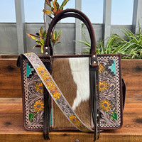 Tas Jinjing Kulit Sapi Asli Buatan Tangan untuk Menyembunyikan Senjata Api & Dompet Organizer Selempang Kulit Asli Buatan Tangan 2-in-1 untuk Wanita