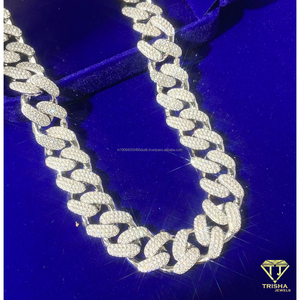 Collier cubain lourd entièrement serti de diamants en moissanite, en argent sterling 925, bijoux hip-hop pour collections unisexes tendance - Product Image 4