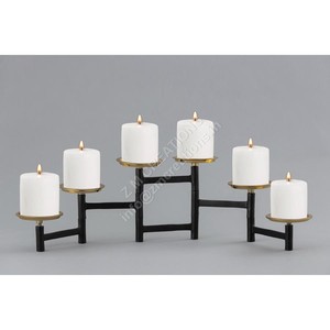 Décoration d'intérieur, porte-bougie à 6 bras en métal, finition dorée, design moderne pour les mariages, Noël, fait main, respectueux de l'environnement - Product Image 3