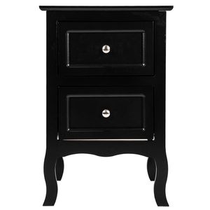 Comodino a Due Ripiani in Stile Country, Grande Dimensione, Nero, Arredamento Camera da Letto - Product Image 1