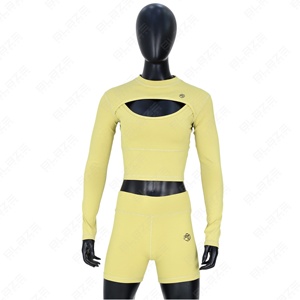 Conjunto de 2 piezas personalizado sólido gimnasio Fitness Yoga Activewear para mujer Sujetador deportivo y pantalones cortos cintura elástica mallas de Yoga - Product Image 2