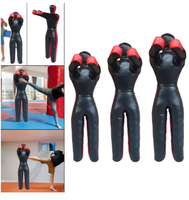 Mannequin de boxe autoportant en PU noir et rouge, rembourré, sac de frappe en cuir PU pour entraînement de boxe